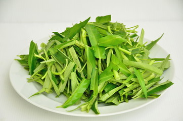 water spinach isolated on white background