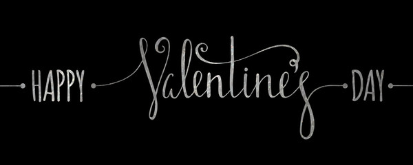 Silver textured Happy Valentines day inscription.