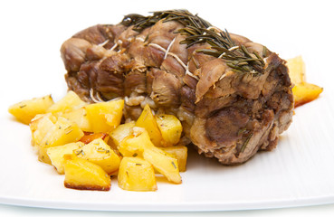 roast of veal with potatoes