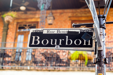 Bourbon Street sign in the French Quarter of New Orleans