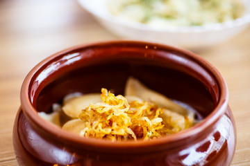 Russian traditional product - dumplings with meat.