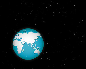 World in space with many stars