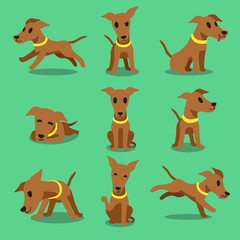 Fototapeta premium Cartoon character brown greyhound dog poses