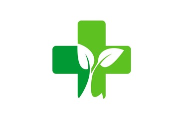 green leaf medical logo icon vector