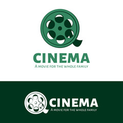 Vector film reel logo. Media business logotype.