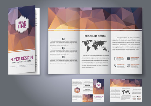 Template design three fold flyer, brochure