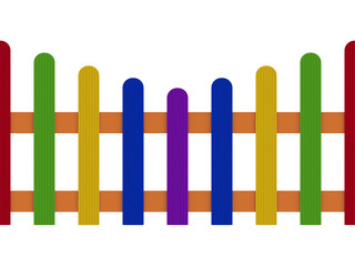 Colored fence isolated on white background