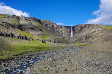 Hengifoss is the second highest waterfall on Iceland. The most s