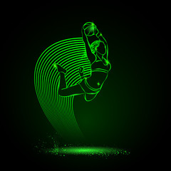 Fototapeta premium Basketball. The girl with the ball is jumping. neon style