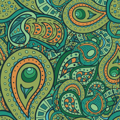 Vector paisley doodle pattern. Abstract doodle pattern hand drawn for textile design, web design, wallpapers and backgrounds.