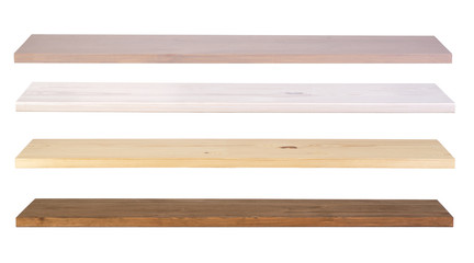Wooden shelves isolated on white background