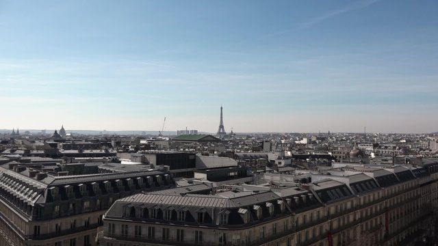 Roofs of Paris zoom to Eiffel Tower - 60fps. famous roofs of Paris zoom in to The Eiffel Tower, Paris - 1080p