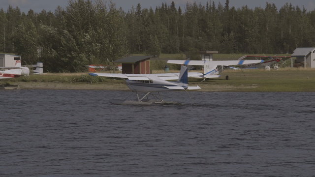 Plane rides on the water. Fairbanks, Alaska, Airport.