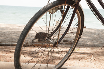 Fototapeta na wymiar bicycle park at the sea