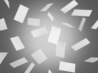Blank business cards flying