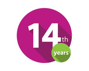 Fototapeta premium 14th years purple circle anniversary logo