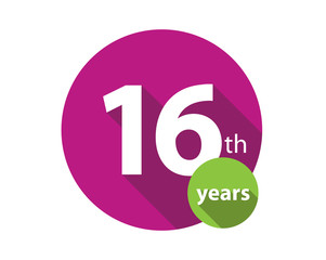 16th years purple circle anniversary logo