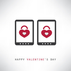 Happy Valentine's Day Card With Smart Phones or Tablets