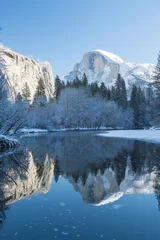 Foto op Canvas haft dome reflection in yosemite national park winter © tharathepptl