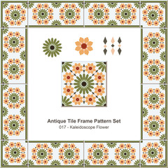 Antique tile frame pattern set_017 Kaleidoscope Flower