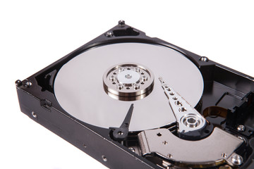 hard disk drive with the lid open, selective focus