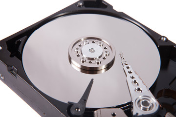 hard disk drive with the lid open, selective focus