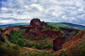 old volcano crater in Racos town, Romania
