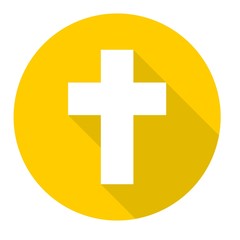 Obraz premium Religious cross, Christian sign icon with long shadow