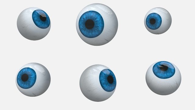 many blue eyes balls rotation, 3d animation loop 