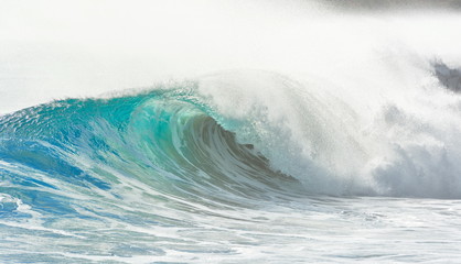 big wave breaking at shore - summer background