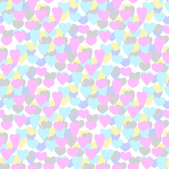 Hand-drawn illustrations. Multi-colored hearts. Postcard Valentine's Day. Seamless pattern.