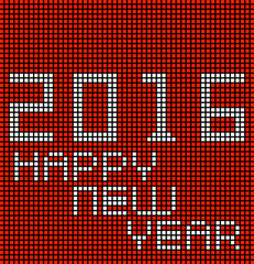 Happy new year 2016 with pixels. Vector illustration. Eps 10