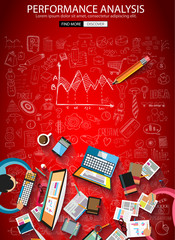Performance Analysis concet with Doodle design style