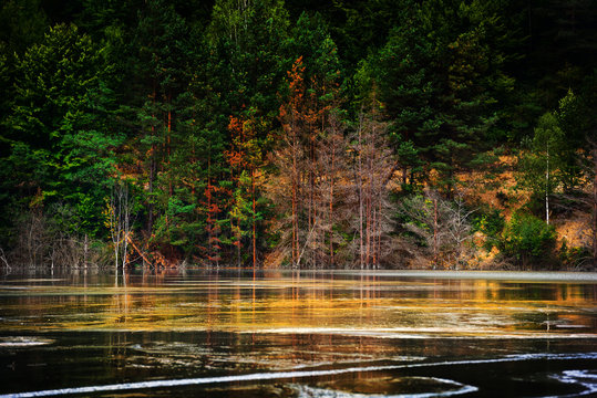 polluted lake in Romania