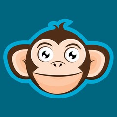 Smiling Happy Monkey Ape Head Cartoon