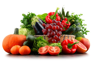 Naklejka na ściany i meble Composition with variety of fresh vegetables and fruits