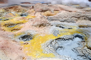 geothermal field of Sol de Manana on Bolivian Altiplano

