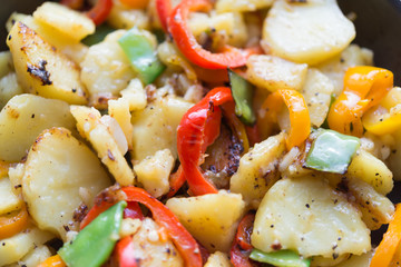 Asian cuisine healthy organic vegetable food fried in pan