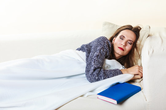 Woman Taking Power Nap After Lunch