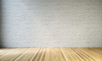 white brick wall with wood floor