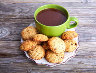 Oatmeal cookies tasty breakfast, cereal in spoon