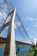 Modern bridge over the lake