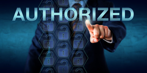 Corporate User Touching AUTHORIZED Onscreen
