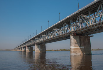 Fototapeta na wymiar The bridge troght the river Amur.
