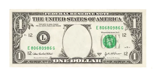 Fotobehang Blank 1 dollar banknote isolated © chones