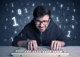 Online intruder geek guy hacking codes