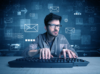 Intruder hacking email passcodes concept © ra2 studio
