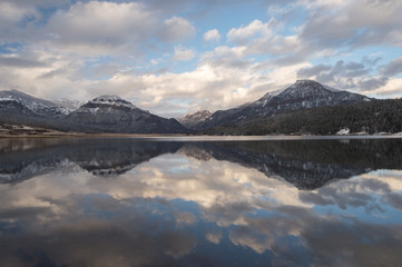 mountain reflection winter