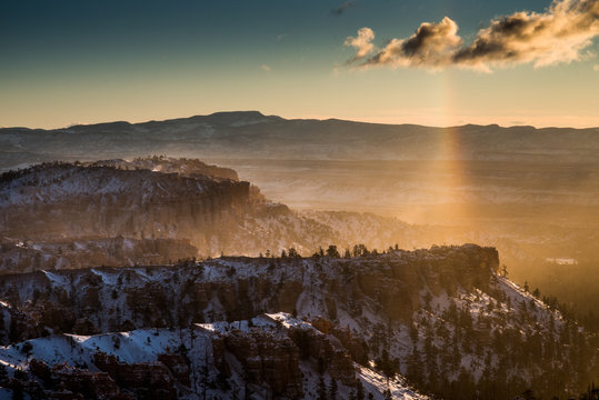 Rainbow in Bryce Canyon National Park on a Winter Morning