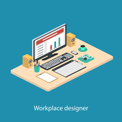 Illustration of modern creative office workplace